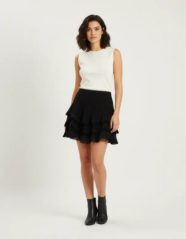 Jupe noire à froufrous - Taille S/36