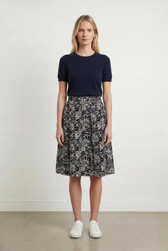 Jupe Plissée Bleu et Blanc - Taille M/38