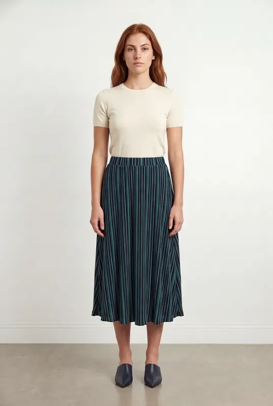 Jupe Plissée Bleu et Noir - Taille S/36