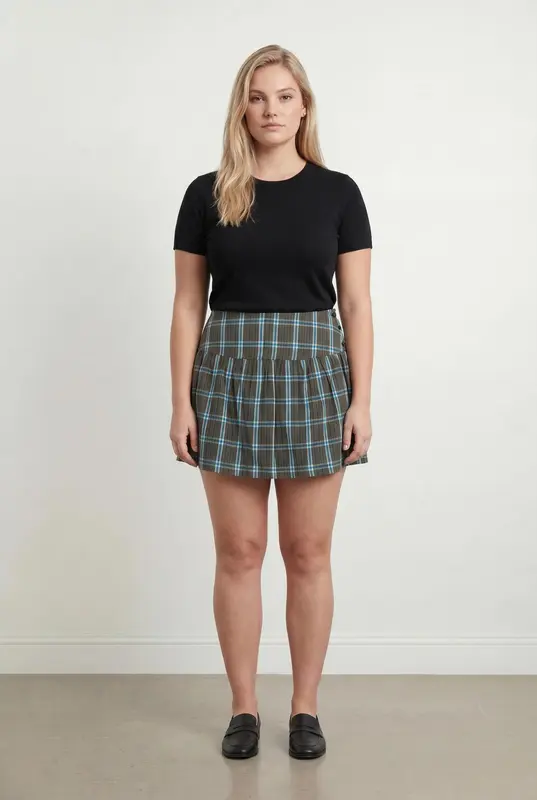 Jupe Plissée Bleue et Marron - Taille XL/42