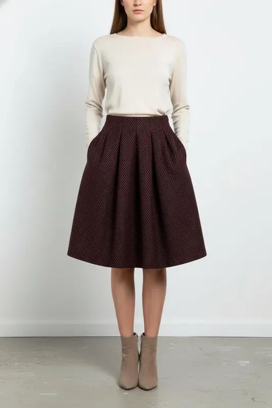 Jupe Plissée Bordeaux - Taille S/36