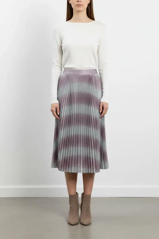 Jupe Plissée Mauve et Grise - Taille S/36