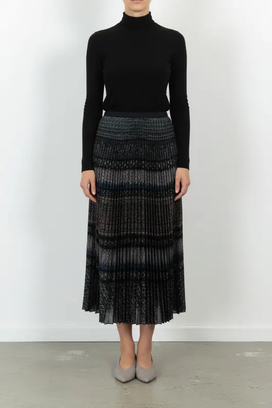 Jupe Plissée Noire et Bleue - Taille S/36