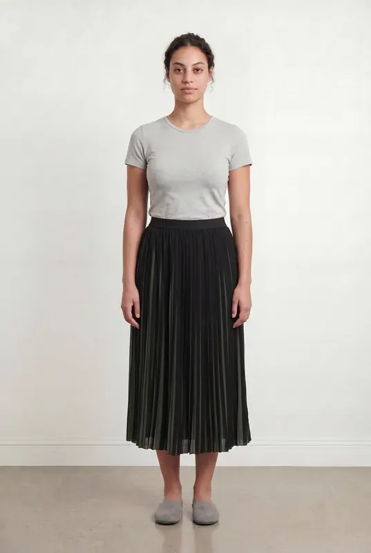 Jupe Plissée Noire et Verte - Taille L/40