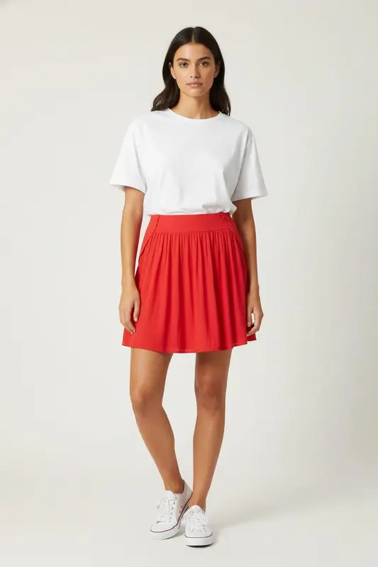 Jupe Plissée Rouge - Taille XS/34