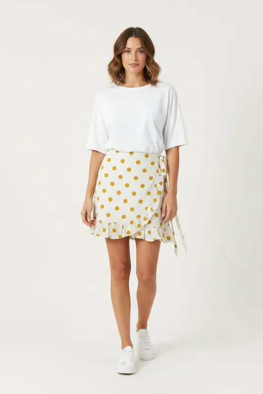 Jupe Portefeuille Beige et Jaune - Taille M/38