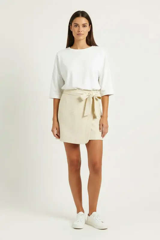 Jupe Portefeuille Beige - Taille XS/34