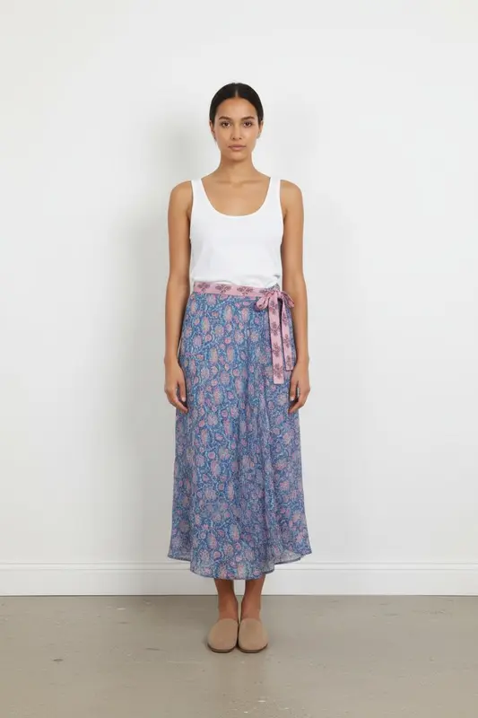 Jupe Portefeuille Bleue et Rose - Taille S/36