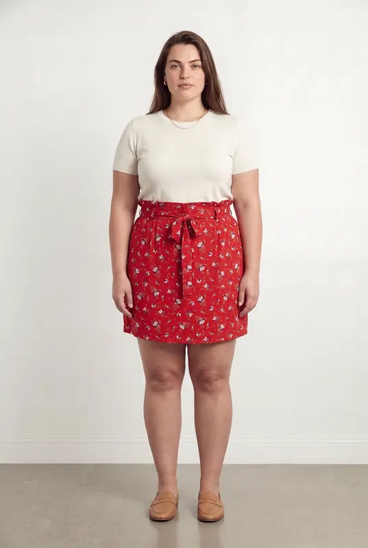 Jupe Portefeuille Rouge à Fleurs - Taille XXL/44