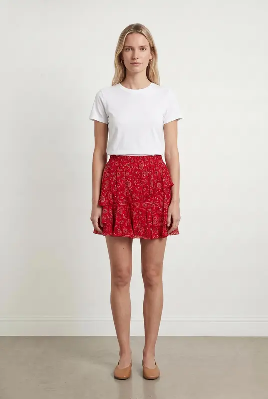 Jupe rouge à motif - Taille M/38