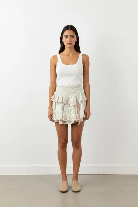 Jupe Volantée Blanche et Rose - Taille S/36