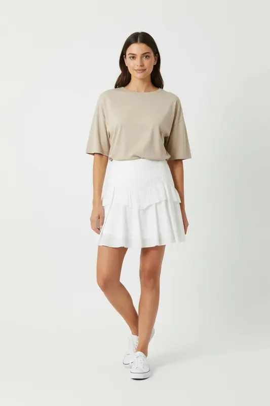 Jupe Volants Beige - Taille M/38