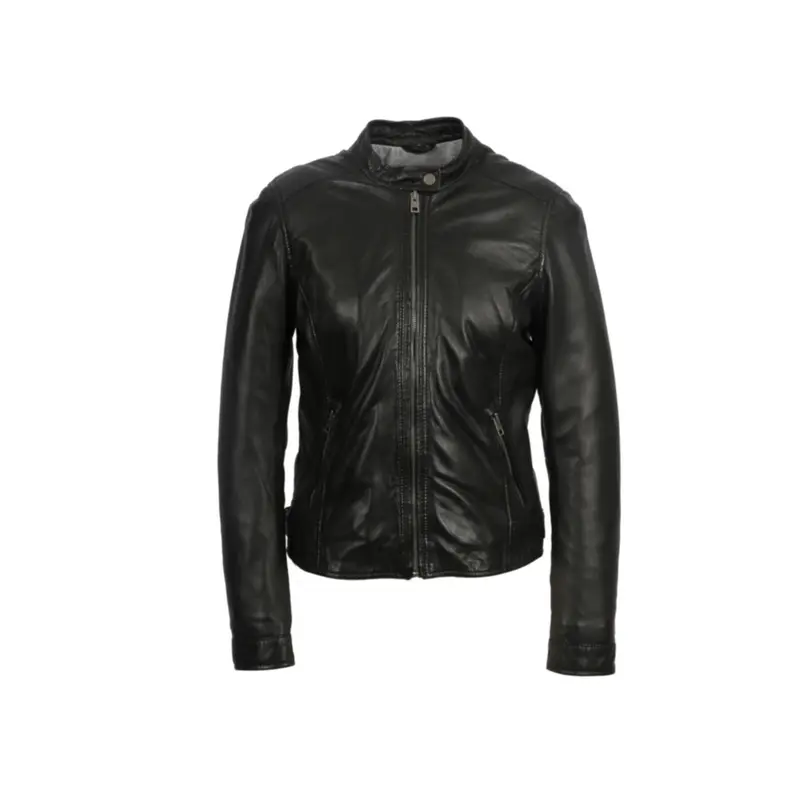 KARINE (REF. 64842) NOIR - BLOUSON A COL MAO EN CUIR
