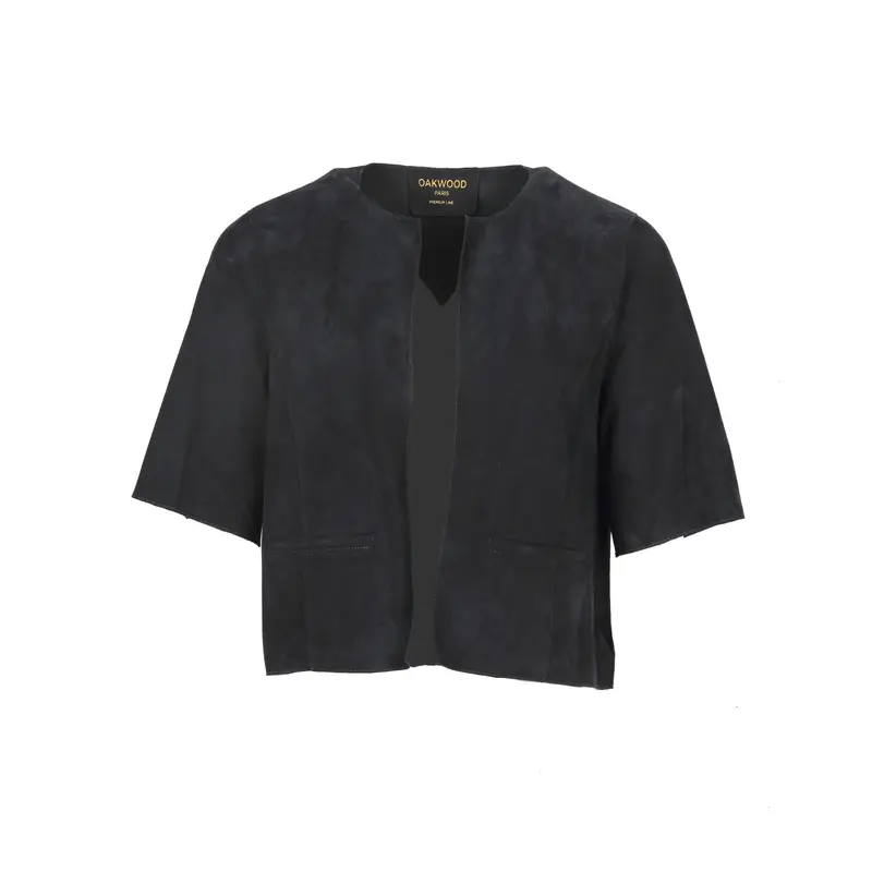 KEIRA (REF. 65204) BLEU MARINE- VESTE MANCHES COURTES EN CHEVRE VELOURS