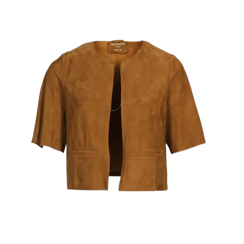 KEIRA (REF. 65204) COGNAC- VESTE MANCHES COURTES EN CHEVRE VELOURS