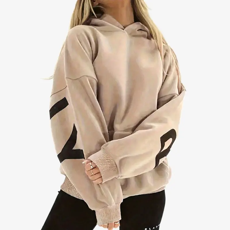 Kelly – Veste à capuche à manches longues avec imprimé lettres et poches