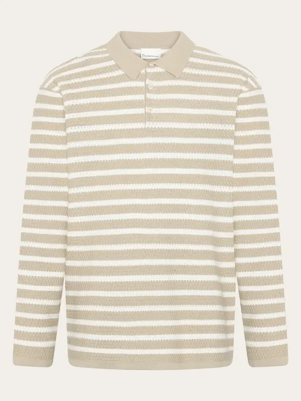 Knitted stripe polo - Creme Stripe