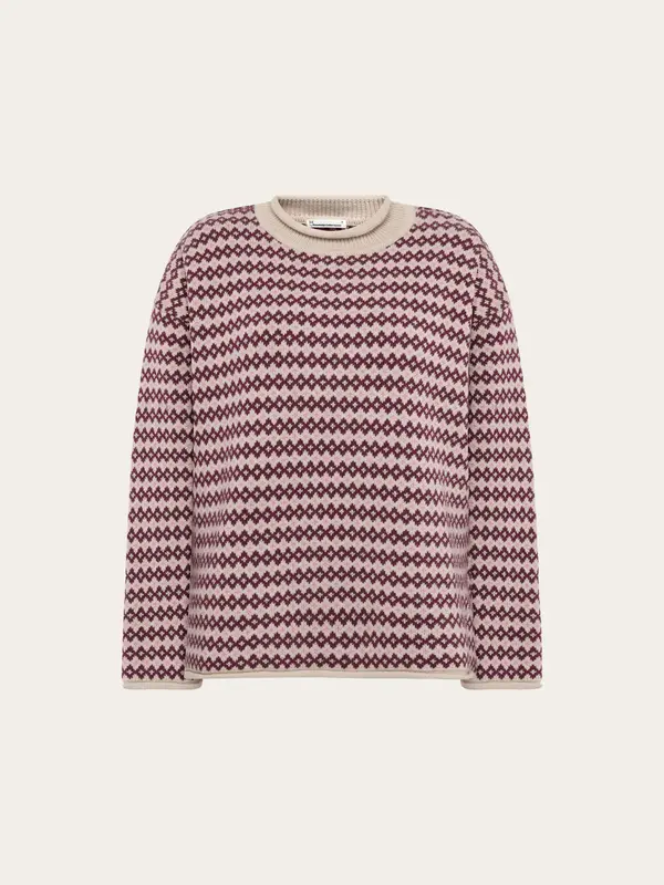Lambswool jacquard roll-edge sweater - Red