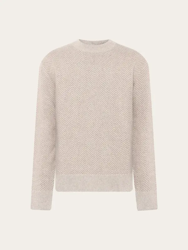 Lambswool jacquard sweater - Nature Melange
