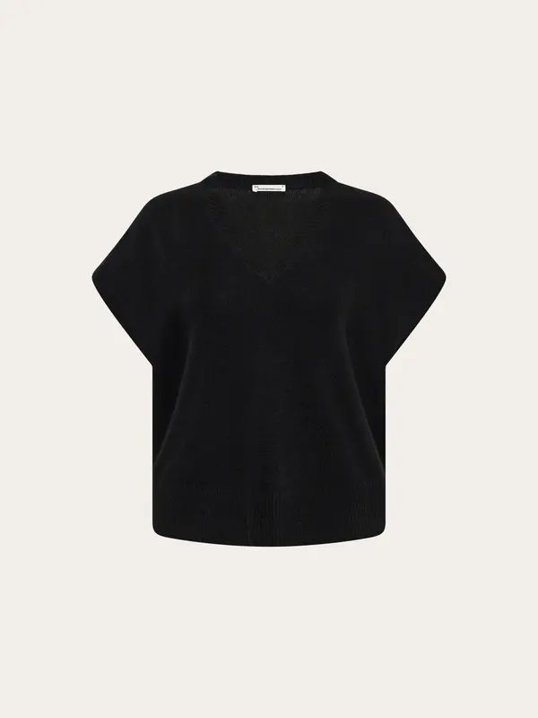 Lambswool knit vest - Black Jet
