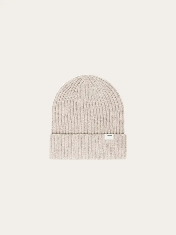 Lambswool rib beanie - Nature Melange