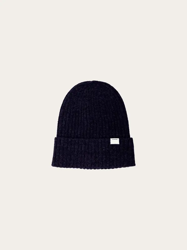 Lambswool rib beanie - Total Eclipse