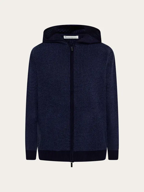 Lambswool zip hoodie - Total Eclipse