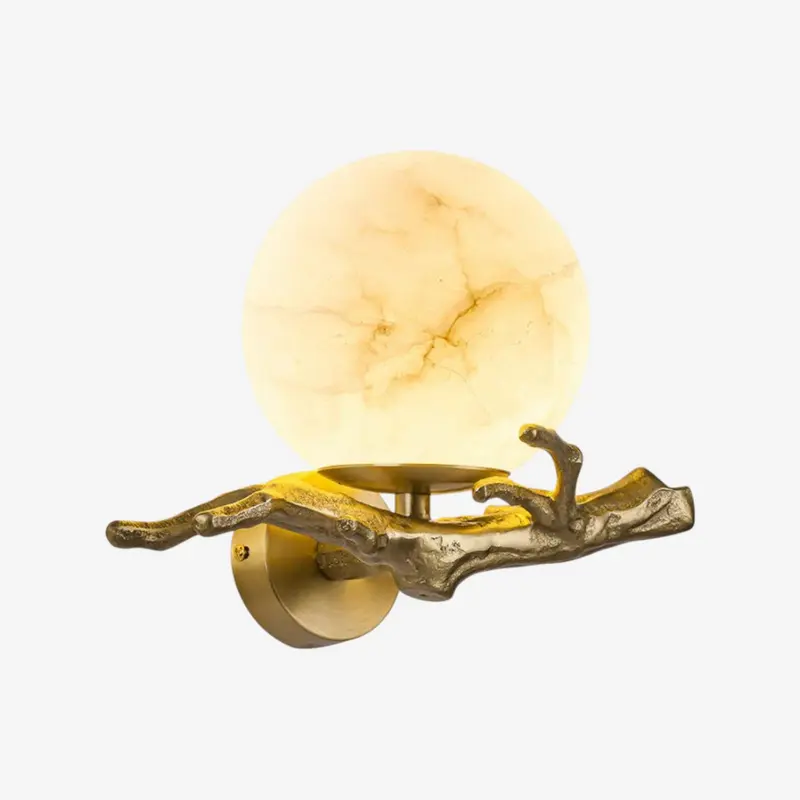 Lampe murale LED ronde motif bois