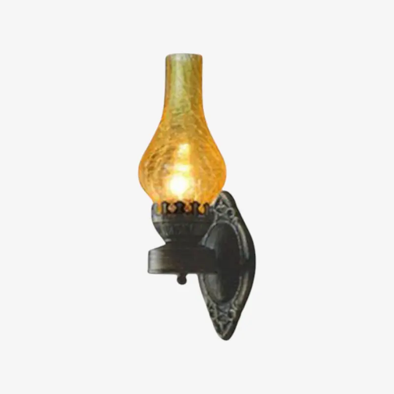 Lampe murale style kérosène en métal et verre