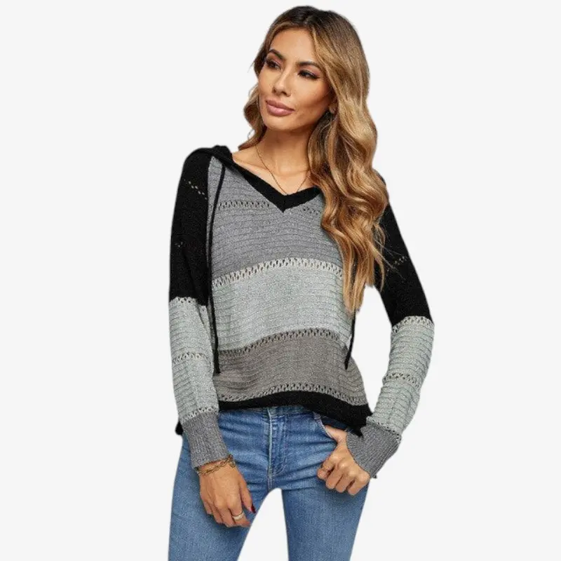 Laura Hoodie femme tricoté col V