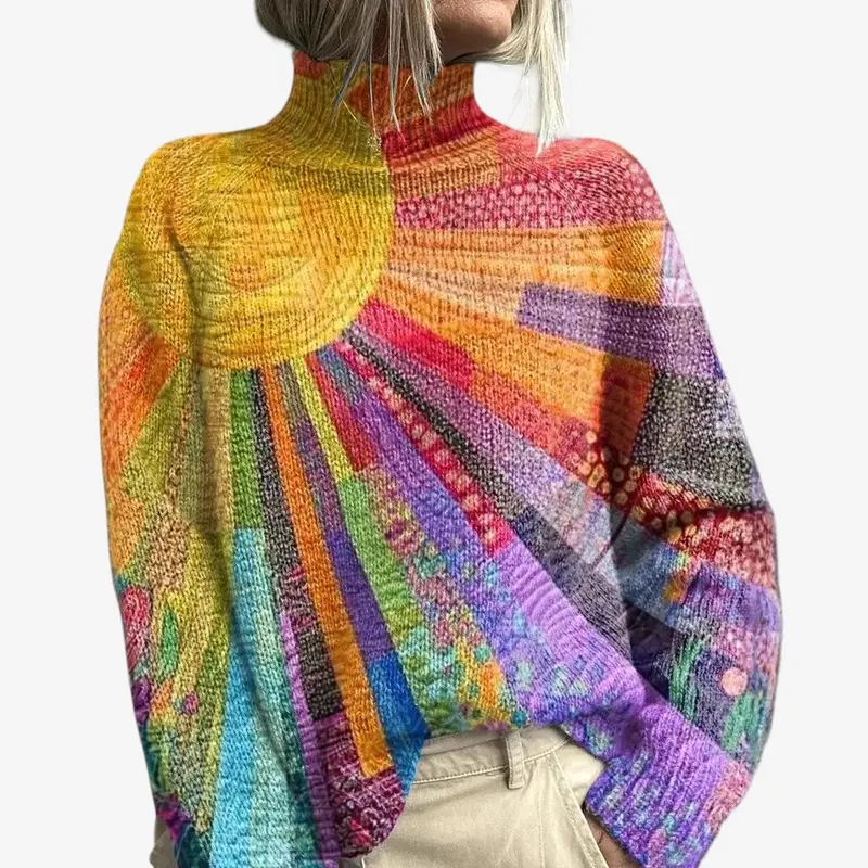 Laura – Pull col roulé à manches longues avec multiples lanières