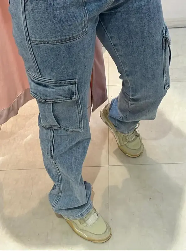 Layla - Pantalon cargo en denim polyvalent