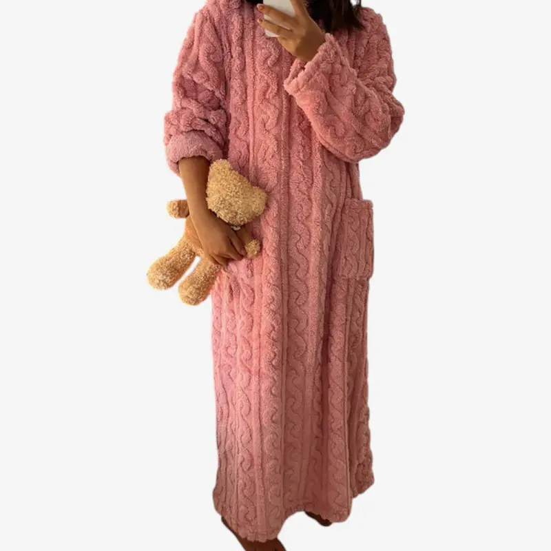 Layla – Robe ample à manches longues avec col rond et poche