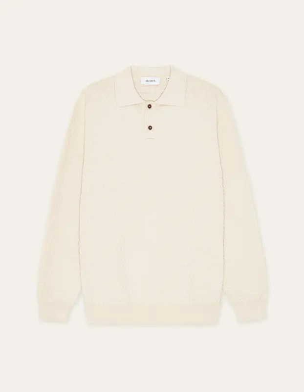 Les Deux BILLY WEAVE KNITTED L/S POLO Light Ivory