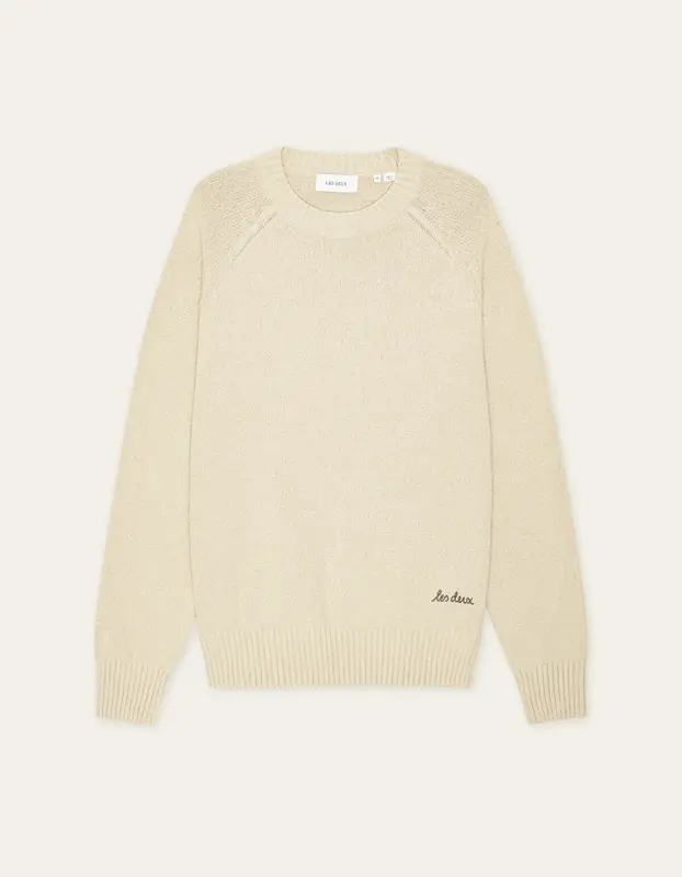 Les Deux BRAD ROUNDNECK KNIT Oyster Gray White