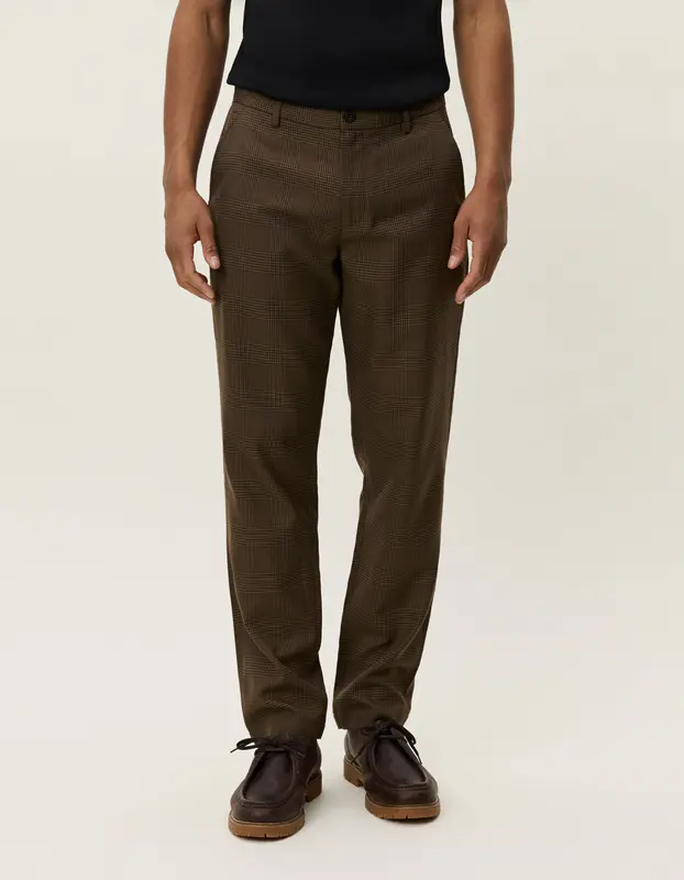 Les Deux Como Reg Houndstooth Suit Pants Teak Brown