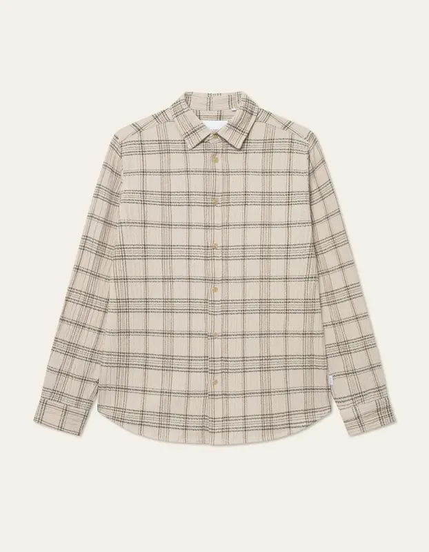 Les Deux Kash Check Overshirt Light Sand