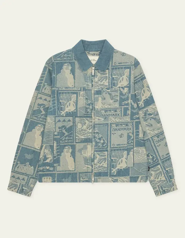 Les Deux STAMP JACQUARD JACKET Denim Blue