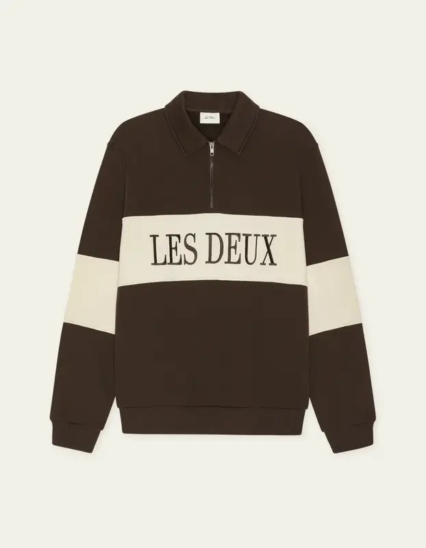 Les Deux ZIPPER RUGBY SWEATSHIRT Mole Brown
