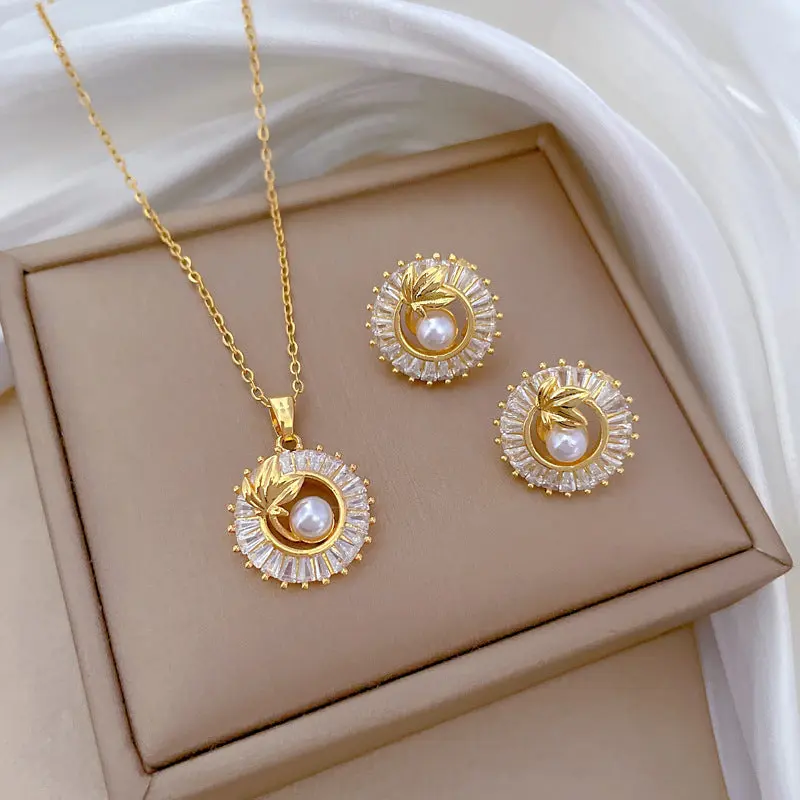 Lillian - Ensemble élégant collier et boucles d'oreilles