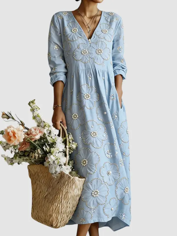 Lina - Élégante Robe Midi Florale