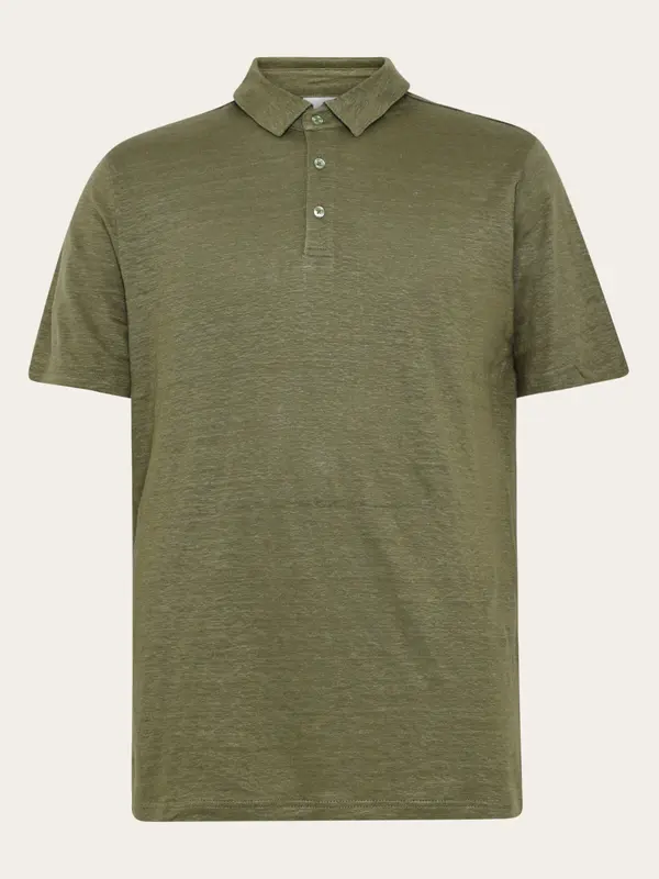 Linen polo - Burned Olive
