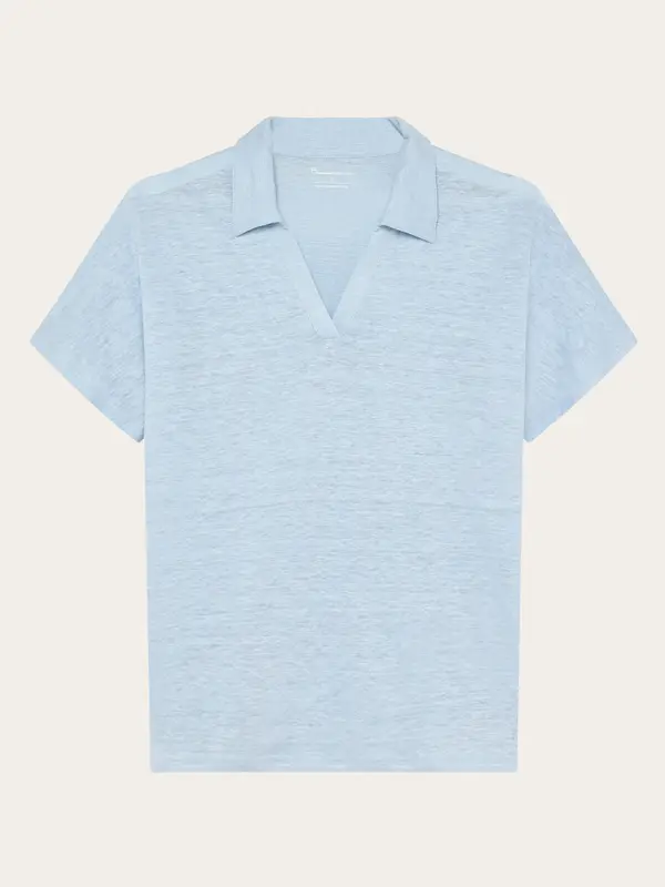 Linen split neck polo - Skyway