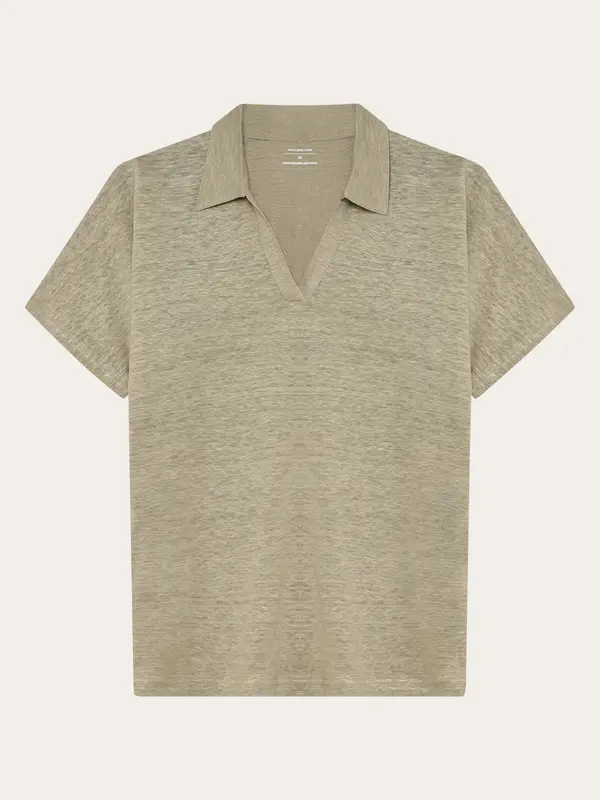 Linen split neck polo - Twill