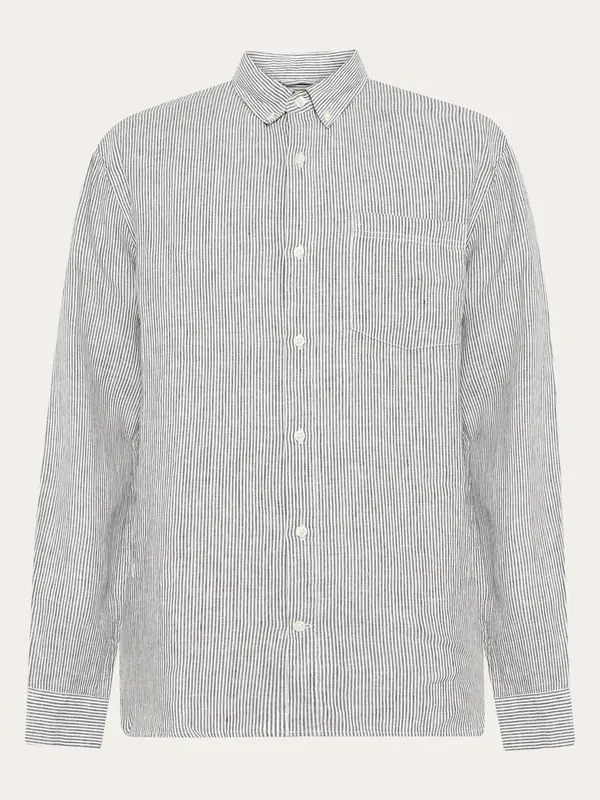 Linen stripe shirt - Burned Olive