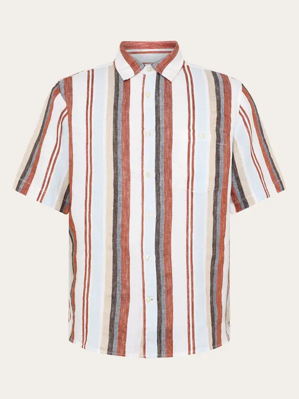 Linen stripe short sleeve shirt - Multi color stripe
