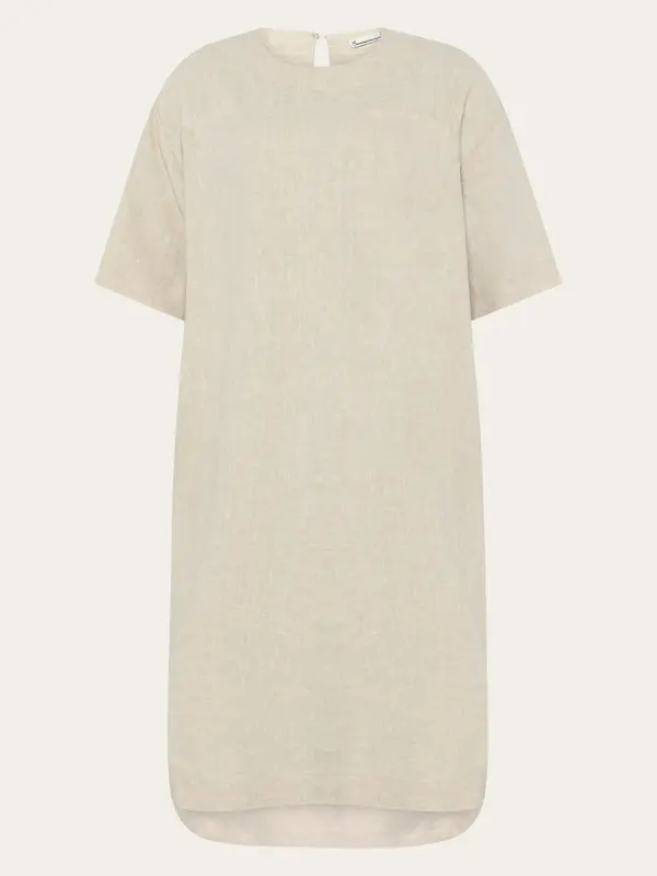 Linen t-shirt dress - Yarndyed Light feather gray