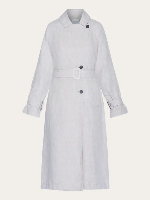Linen trenchcoat - GOTS/Vegan - Light feather gray