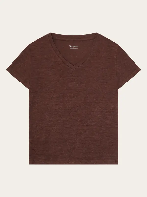 Linen v-neck t-shirt - Shaved Chocolate