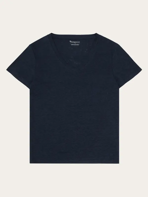 Linen v-neck t-shirt - Total Eclipse